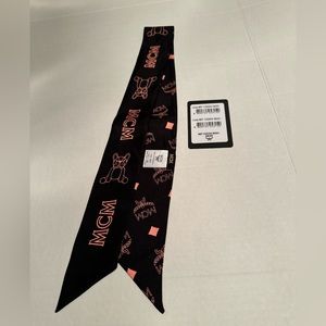 New MCM M PUP Monogram Print Petite Silk Scarf